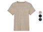 T-shirts à manches courtes en lin beige, noir et vert foncé.