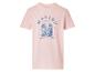 T-shirt rose clair à motif Malibu, style estival.