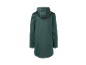 Une veste softshell vert foncé à capuche, vue arrière.
