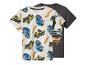 Twee Hot Wheels T-shirts voor kinderen: één wit met gekleurde auto's, één grijs met logo.