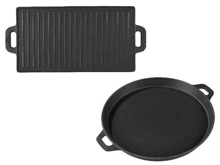 Ensemble poêle à griller et poêle ronde en fonte