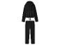 Zwart tweedelig trainingspak met hoodie en joggingbroek.