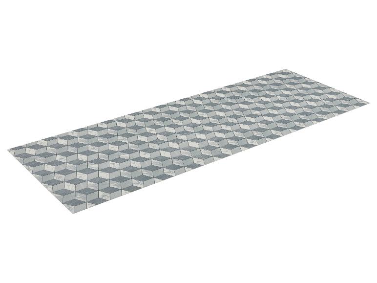 Rechthoekige mat met een 3D-kubuspatroon in grijs- en wittinten