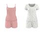 Ensembles de pyjama pour femmes: un rose uni et un blanc à motif floral.
