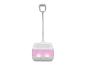 Lampe de table rose avec humidificateur intégré.