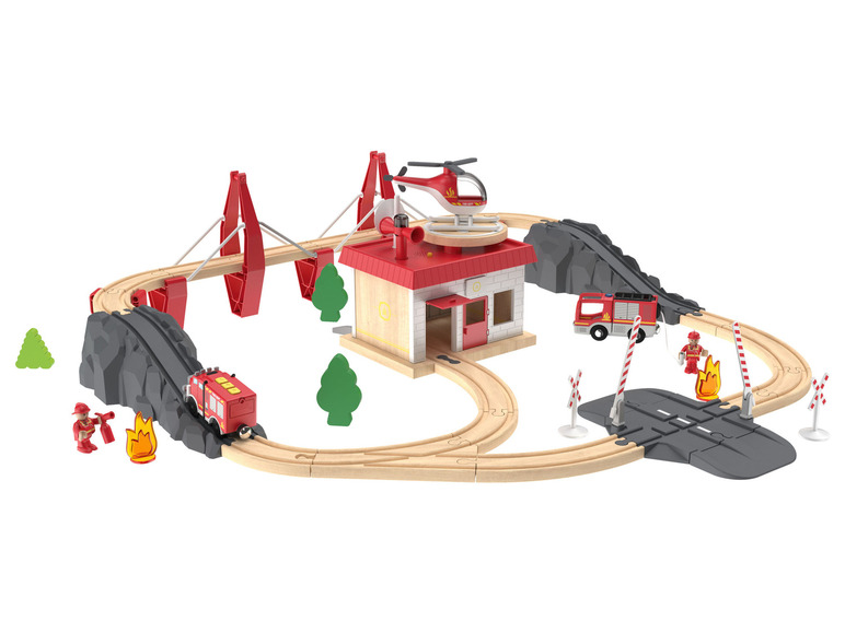 Aller en mode plein écran Playtive Set de chemin de fer en bois ferme ou pompiers - Photo 2