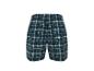 Shorts boxers à carreaux pour hommes en bleu, blanc et gris.