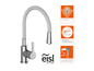 Un robinet de cuisine eisl avec un bec gris, 360° pivotant et des fonctions d'économie d'eau.