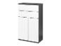 Moderne hoge kast met twee deuren en drie laden.