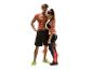 Homme et femme en tenue de sport, avec des points rouges indiquant des douleurs musculaires