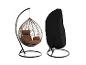 Fauteuil suspendu œuf avec coussins marrons et housse de protection noire