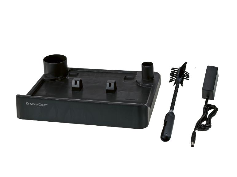 Zwart SilverCrest dockingstation met borstel en voedingsadapter