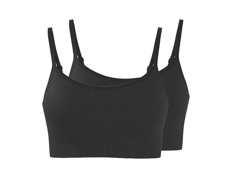 Deux crop tops côtelés noirs à fines bretelles