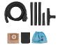 Accessoires d'aspirateur: tuyau, tubes d'extension, buses, sacs en papier et filtre.