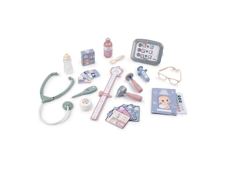 Speelgoeddokterset voor baby's met stethoscoop, thermometer en andere accessoires.