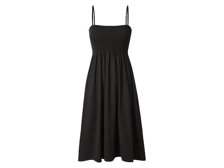Robe noire à fines bretelles et bustier smocké