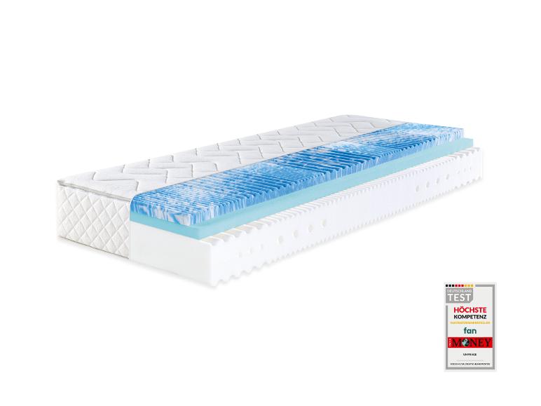 Doorsnede van een matras met traagschuim en veren.  Hoge kwaliteit.