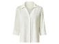 Chemise blanche à manches trois quarts avec boutons et col, en tissu texturé