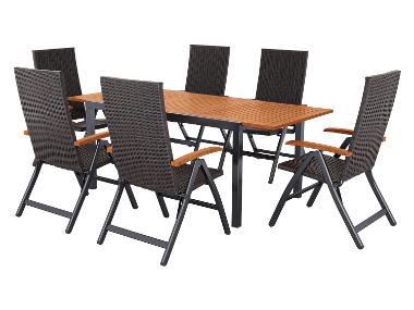 LIVARNO® Ensemble de jardin Valencia : table extensible avec 6 fauteuils pliants