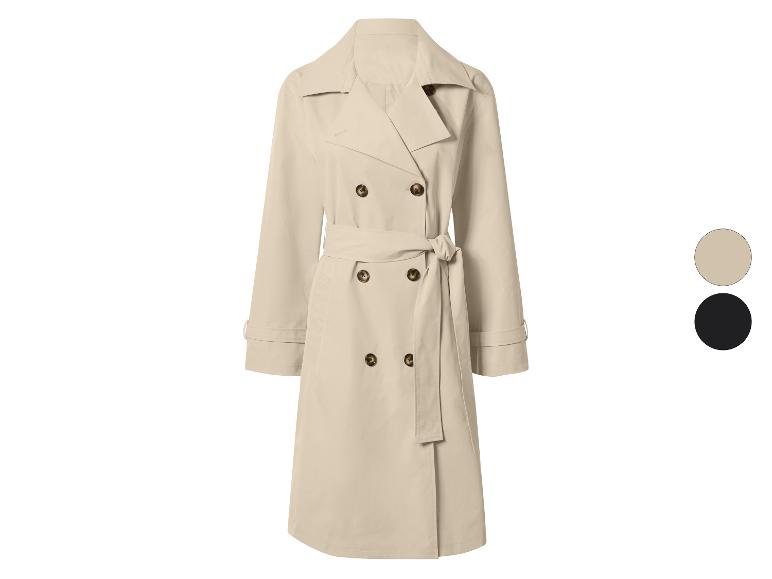 Trench-coat croisé pour femme en beige avec ceinture nouée