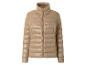 Doudoune beige brillante avec col montant et fermeture éclair