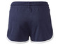 Blauwe sport shorts met witte bies.