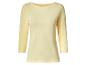 T-shirt jaune clair à manches longues pour femme avec encolure ronde