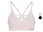 Soutien-gorge de sport rose clair avec bretelles croisées au dos et bande texturée subtile