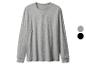 T-shirt gris à manches longues avec encolure ronde et coutures visibles