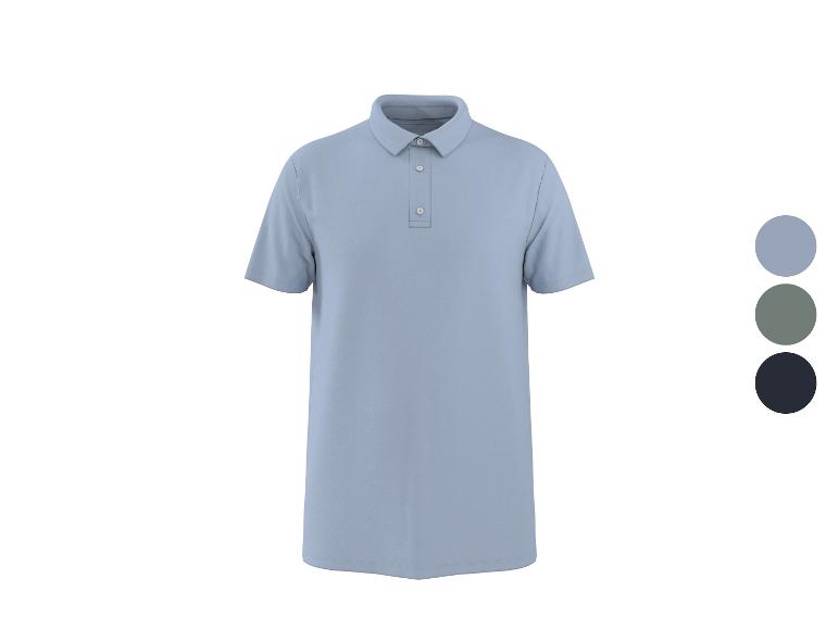 Polo homme bleu clair avec trois options de couleur.