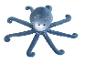 Peluche pieuvre bleue avec huit tentacules et un visage souriant