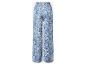 Pantalon blanc à motif cachemire bleu avec taille élastique.
