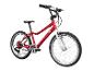 Rode kinderfiets met zwarte banden en zilveren velgen.