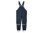 Donkerblauwe regenbroek met bretels.
