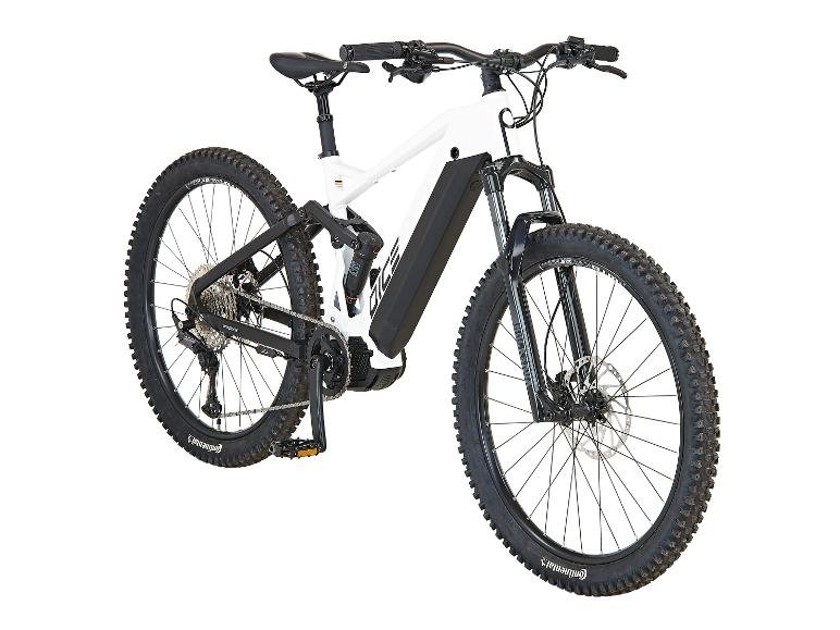 Vélo électrique tout-terrain blanc Prophete avec pneus Continental.