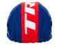Casquette cycliste bleue et rouge avec logo TR.