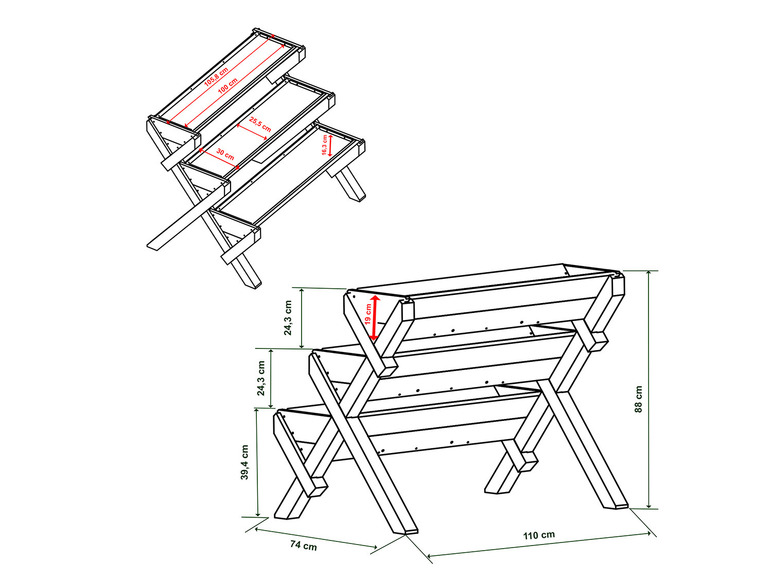 Aller en mode plein écran HABAU Potager en bois sur pieds Trio - Photo 7