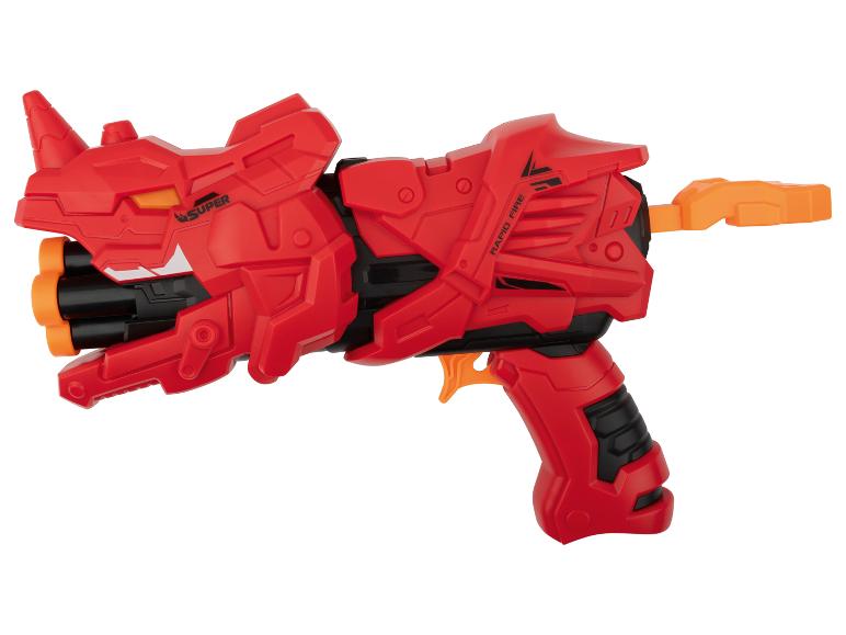 Un pistolet à eau Super Soaker Rapid Fire rouge.