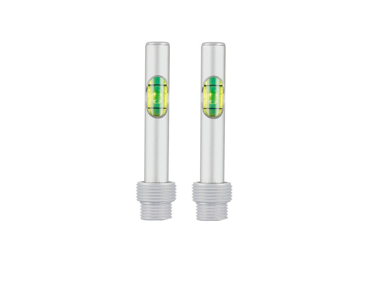 Twee zilveren waterpasinstrumenten