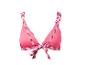 Roze bikinitop met kleurrijke geometrische print op bandjes en strik.