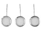 Drie ronde LED-inbouwspots met zilveren afwerking.