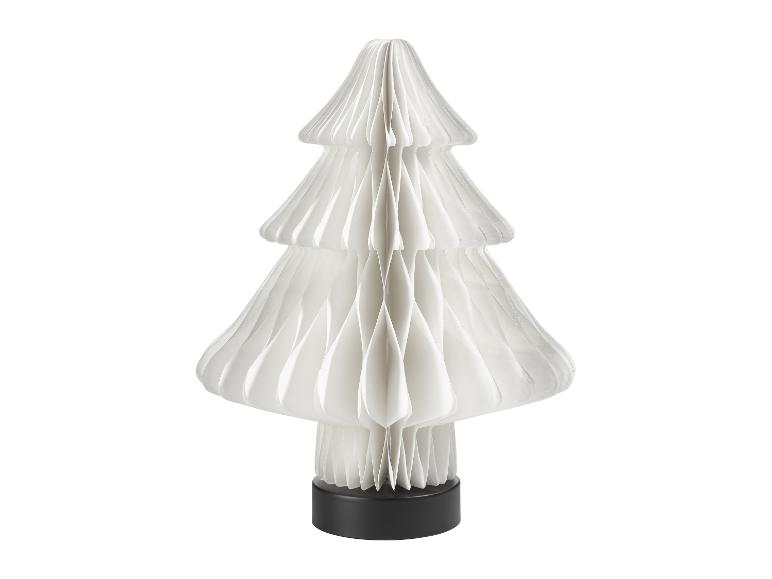 Spetebo Décoration de sapin de Noël en papier à LED - 30 cm - Pliable - Lumineux - À poser - Réutilisable - Blanc