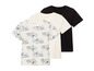 Deux t-shirts blancs avec un motif d'avion et un t-shirt noir.