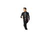 Femme en veste de course noire et leggings noirs