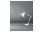 Een witte bureaulamp met verstelbare arm.