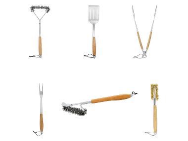 GRILLMEISTER Accessoires de barbecue avec manche en bois