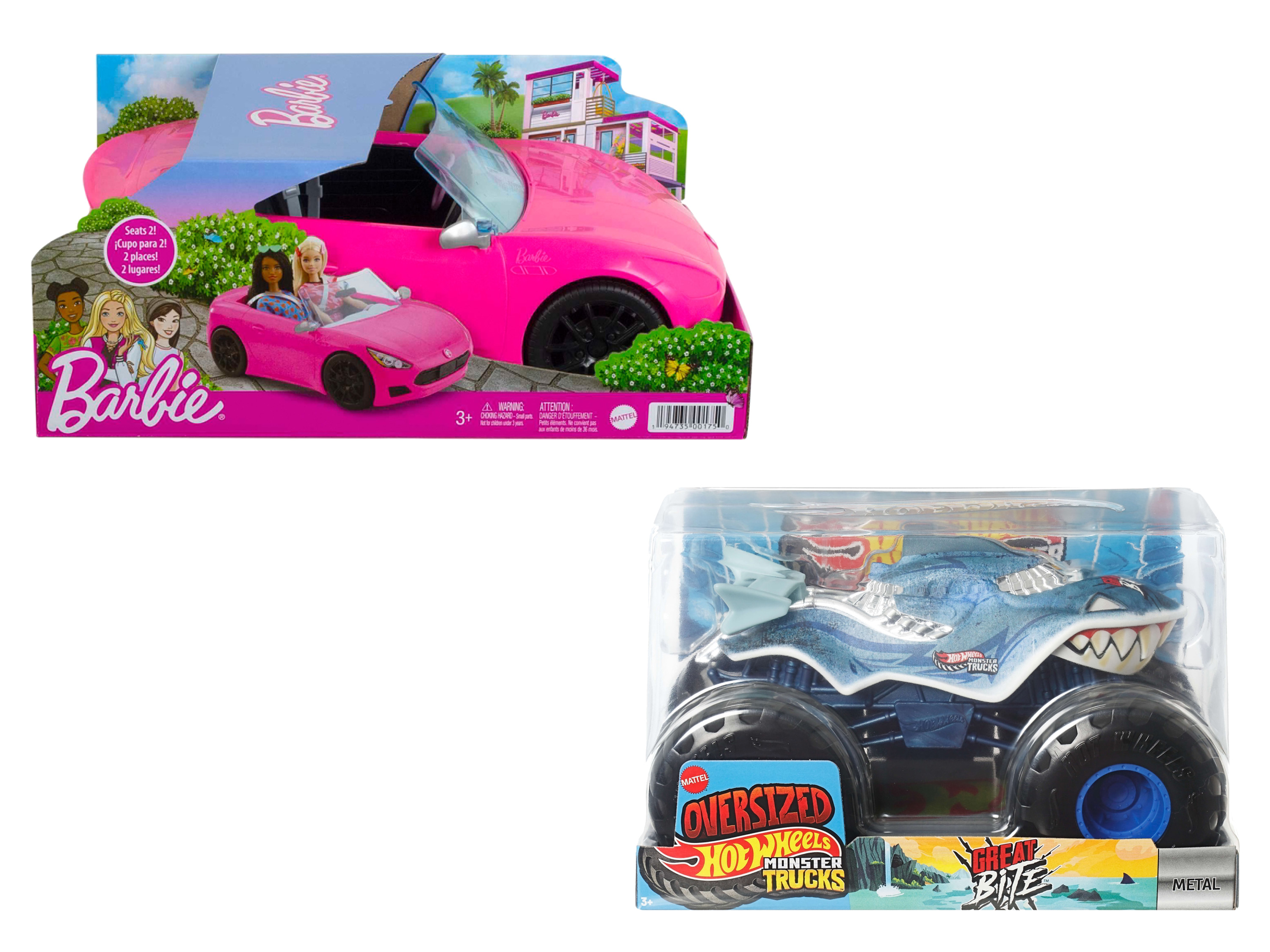 MATTEL Speelgoedauto »Barbie Cabrio / Hot Wheels Monster Truck«