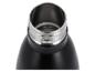 Partie supérieure d'une bouteille thermos noire avec une ouverture en métal argenté