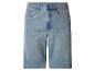 Blauwe wijde denim shorts met zakken en knoopsluiting.
