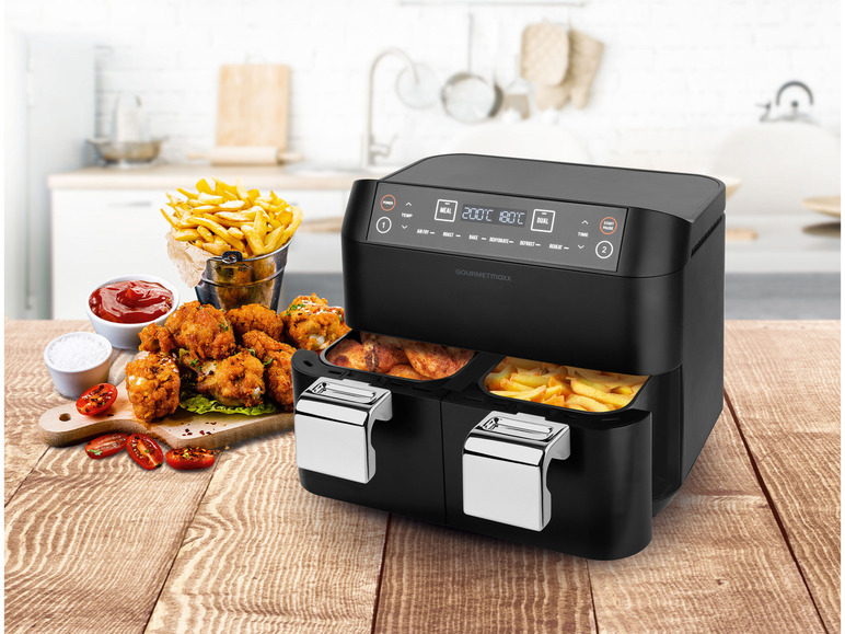 Ga naar volledige schermweergave: GOURMETmaxx Airfryer met dubbele mand 2 x 3,8 l - afbeelding 2